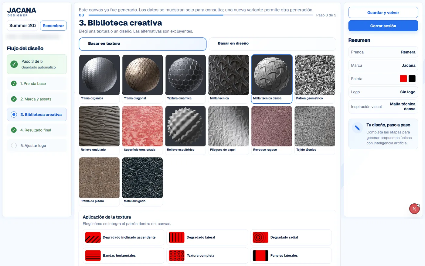 Jacana Designer creative library step