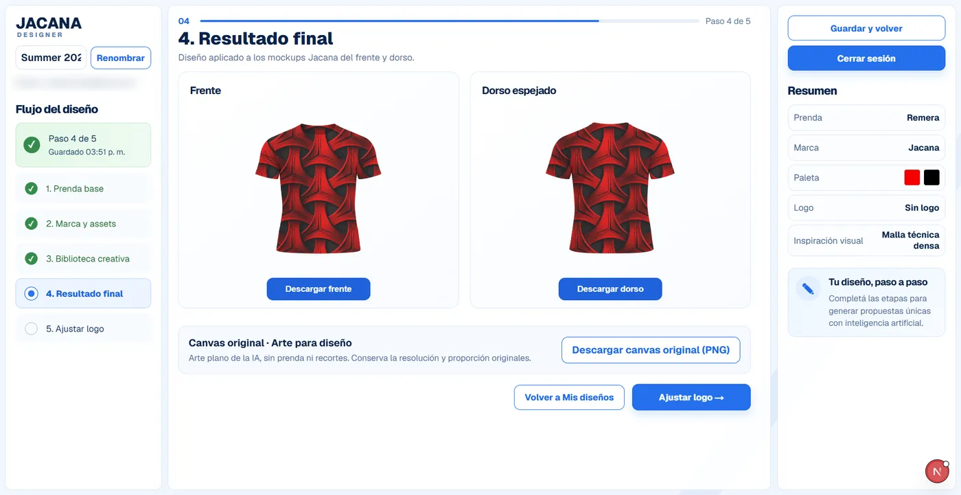 Jacana Designer step 4: final front and back mockups